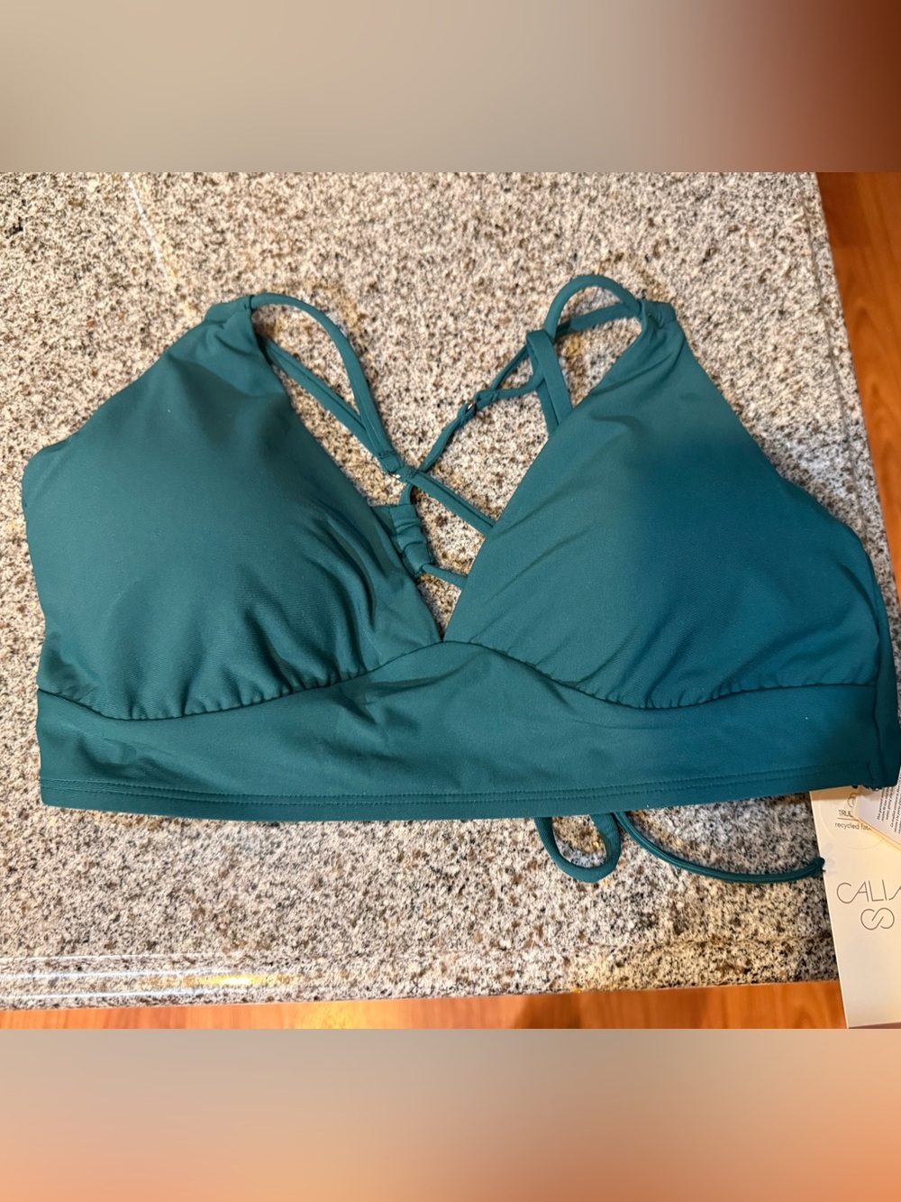 CALIA by Carrie Underwood Teal Strappy Bikini Top